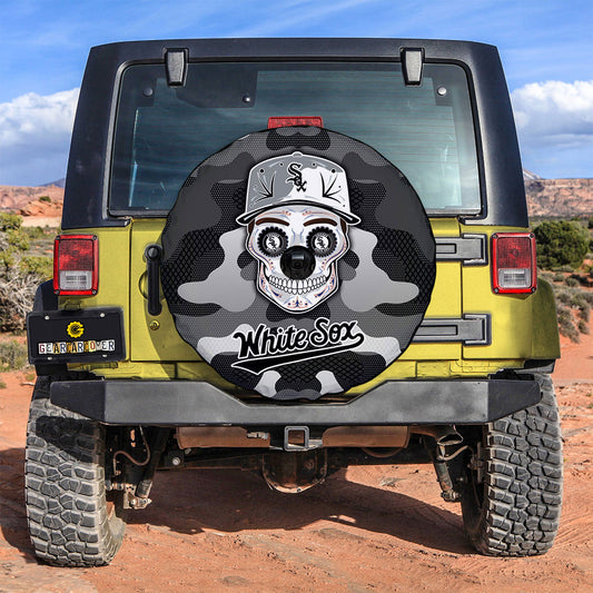 Chicago White Sox Spare Tire Covers Camera Hole Skull Theme Collection - Gearcarcover - 2