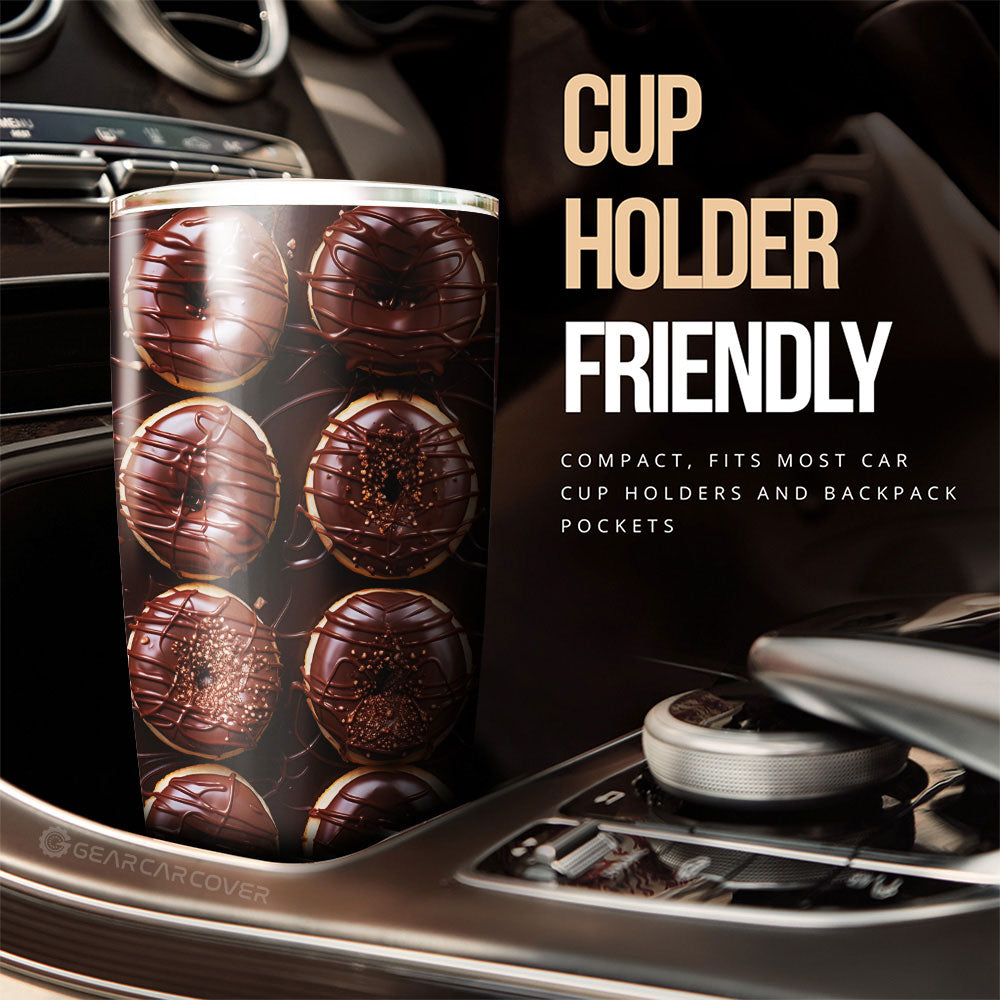 Chocolate Donuts Tumbler Cup Custom Girly Pattern Car Accessories - Gearcarcover - 3