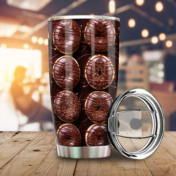 Chocolate Donuts Tumbler Cup Custom Girly Pattern Car Accessories - Gearcarcover - 1