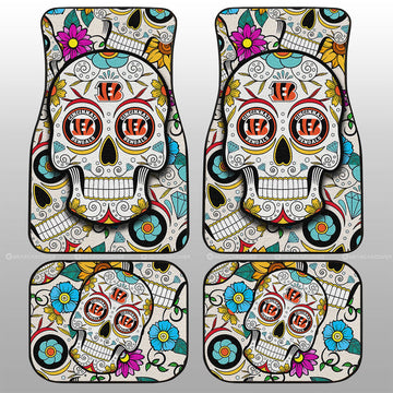 Cincinnati Bengals Car Floor Mats Custom Sugar Skull Car Accessories - Gearcarcover - 1