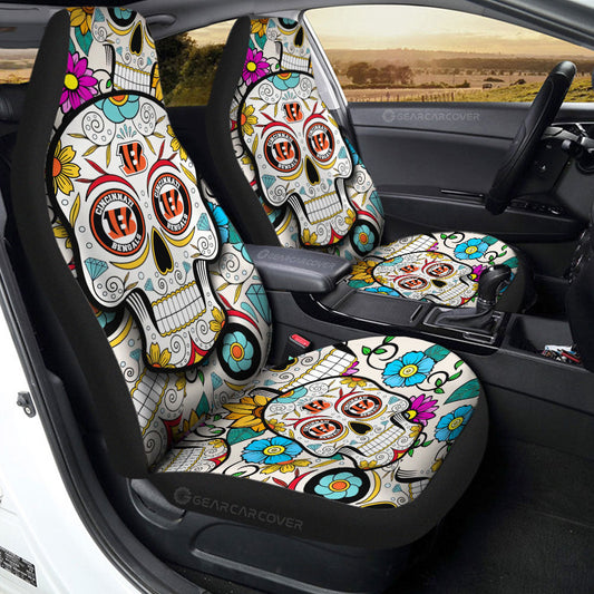 Cincinnati Bengals Car Seat Covers Custom Sugar Skull Car Accessories - Gearcarcover - 2
