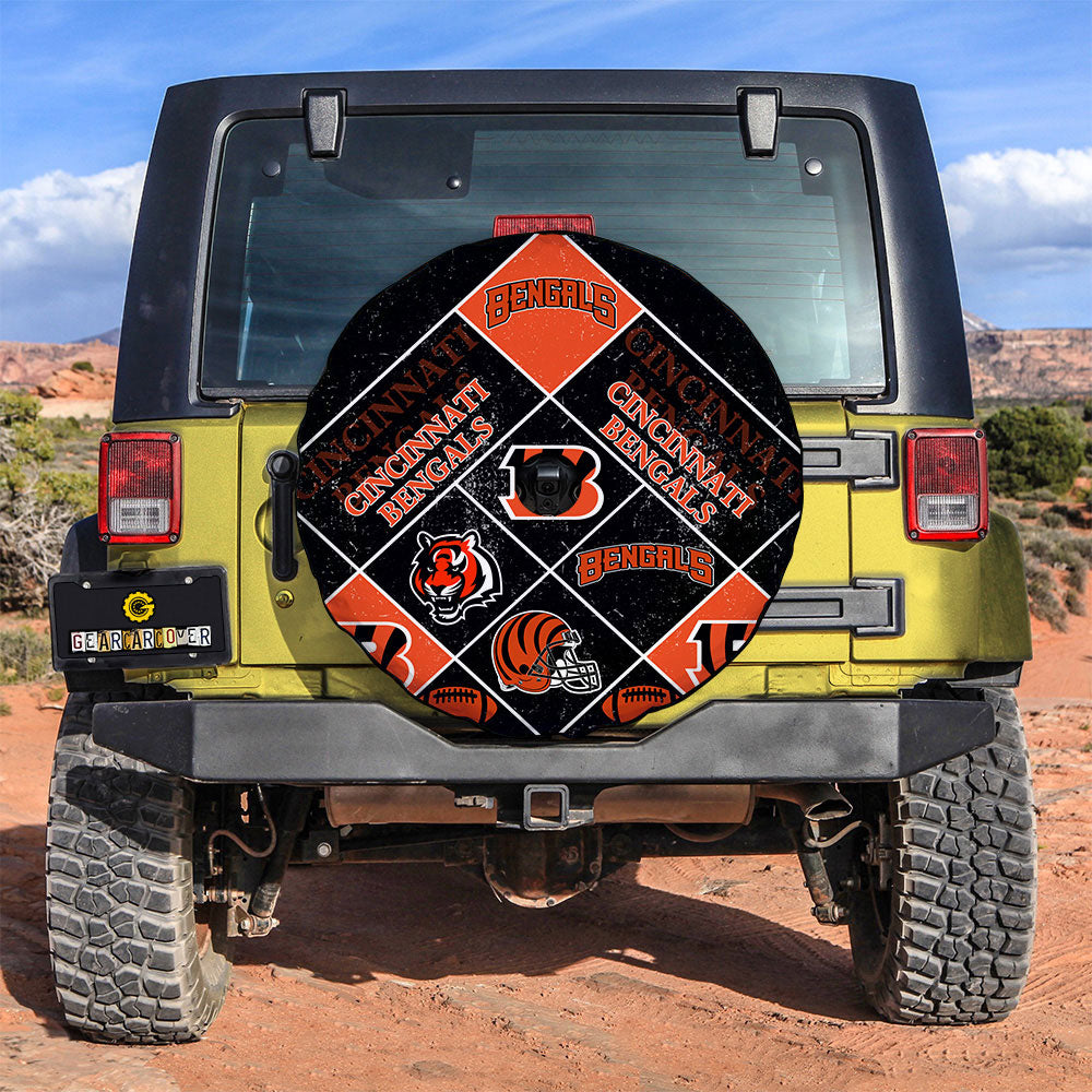 Cincinnati Bengals Spare Tire Covers Camera Hole Sporty Team Collection - Gearcarcover - 3