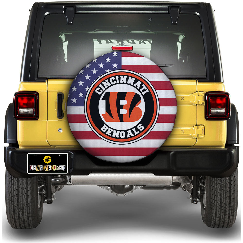 Cincinnati Bengals Spare Tire Covers Custom US Flag Style - Gearcarcover - 1