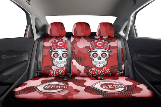 Cincinnati Reds Car Back Seat Covers Skull Theme Collection - Gearcarcover - 2