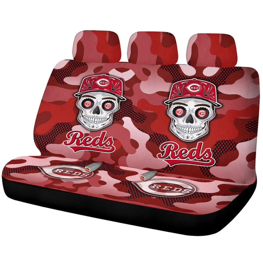 Cincinnati Reds Car Back Seat Covers Skull Theme Collection - Gearcarcover - 1