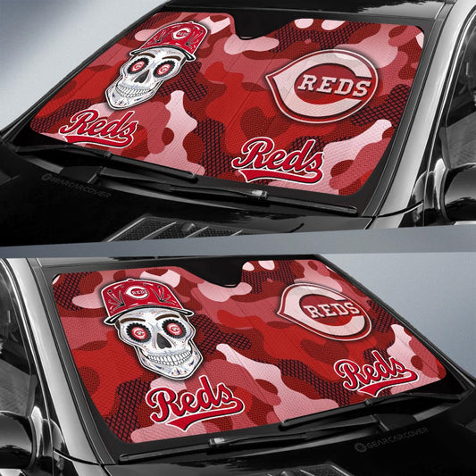 Cincinnati Reds Car Sunshade Skull Theme Collection - Gearcarcover - 2