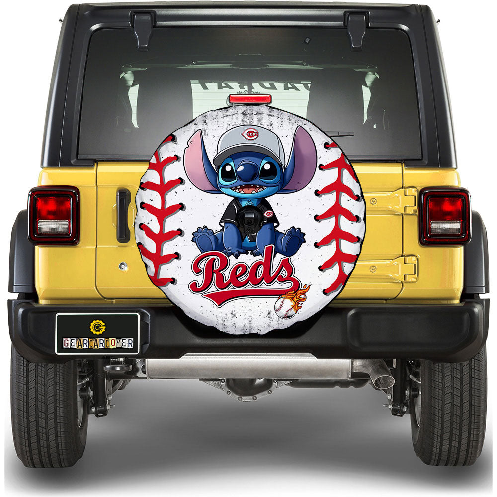 Cincinnati Reds Spare Tire Covers Camera Hole Stitch Theme Collection - Gearcarcover - 1