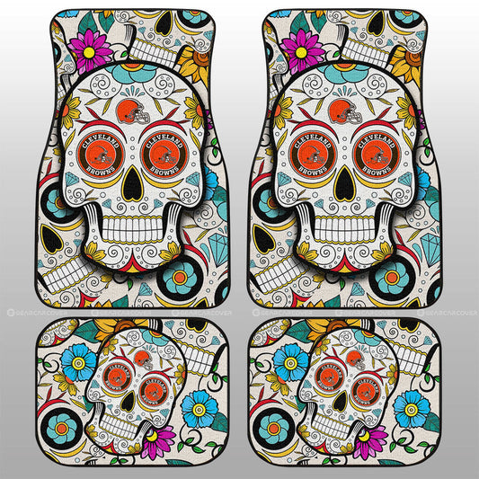 Cleveland Browns Car Floor Mats Custom Sugar Skull Car Accessories - Gearcarcover - 1