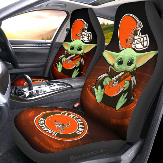 Cleveland Browns Car Seat Covers Baby Yoda Car Accessories For Fan - Gearcarcover - 1