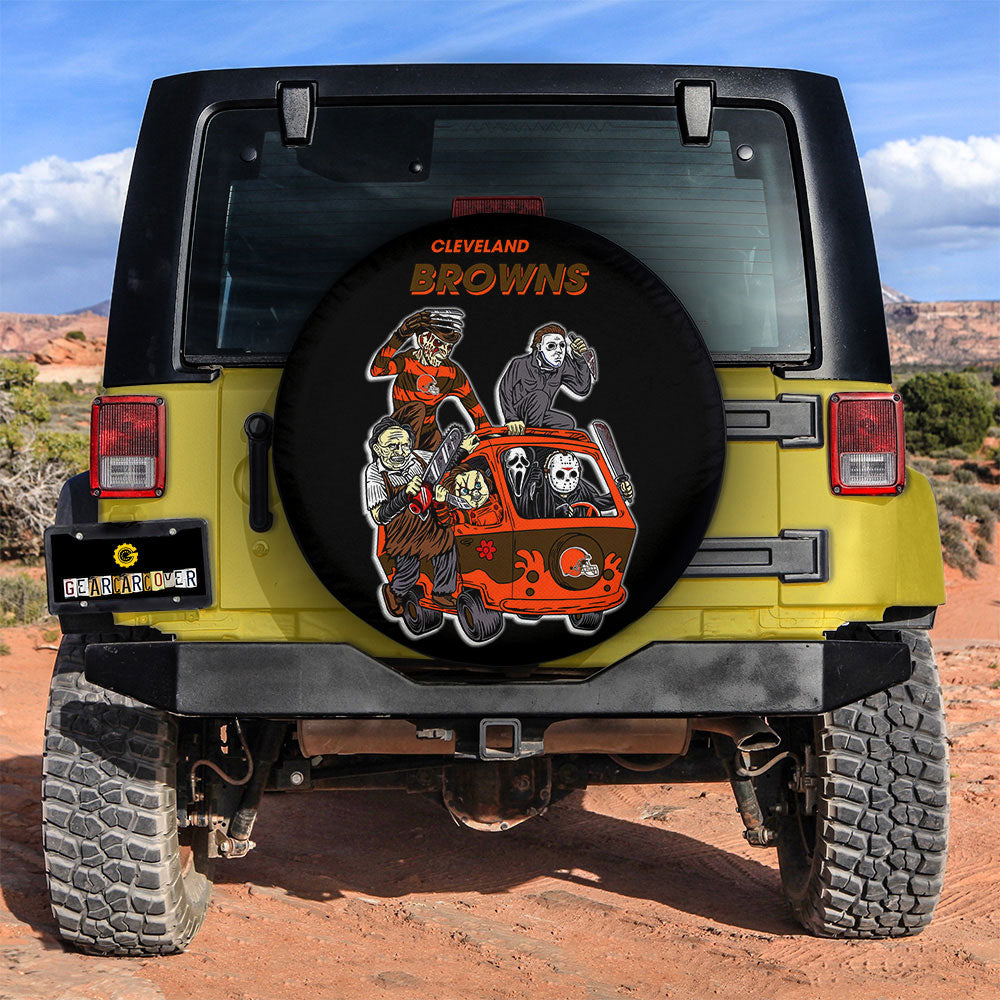 Cleveland Browns Spare Tire Covers Horror Characters Car Accessories - Gearcarcover - 2