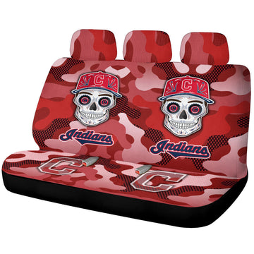 Cleveland Indians Car Back Seat Covers Skull Theme Collection - Gearcarcover - 1