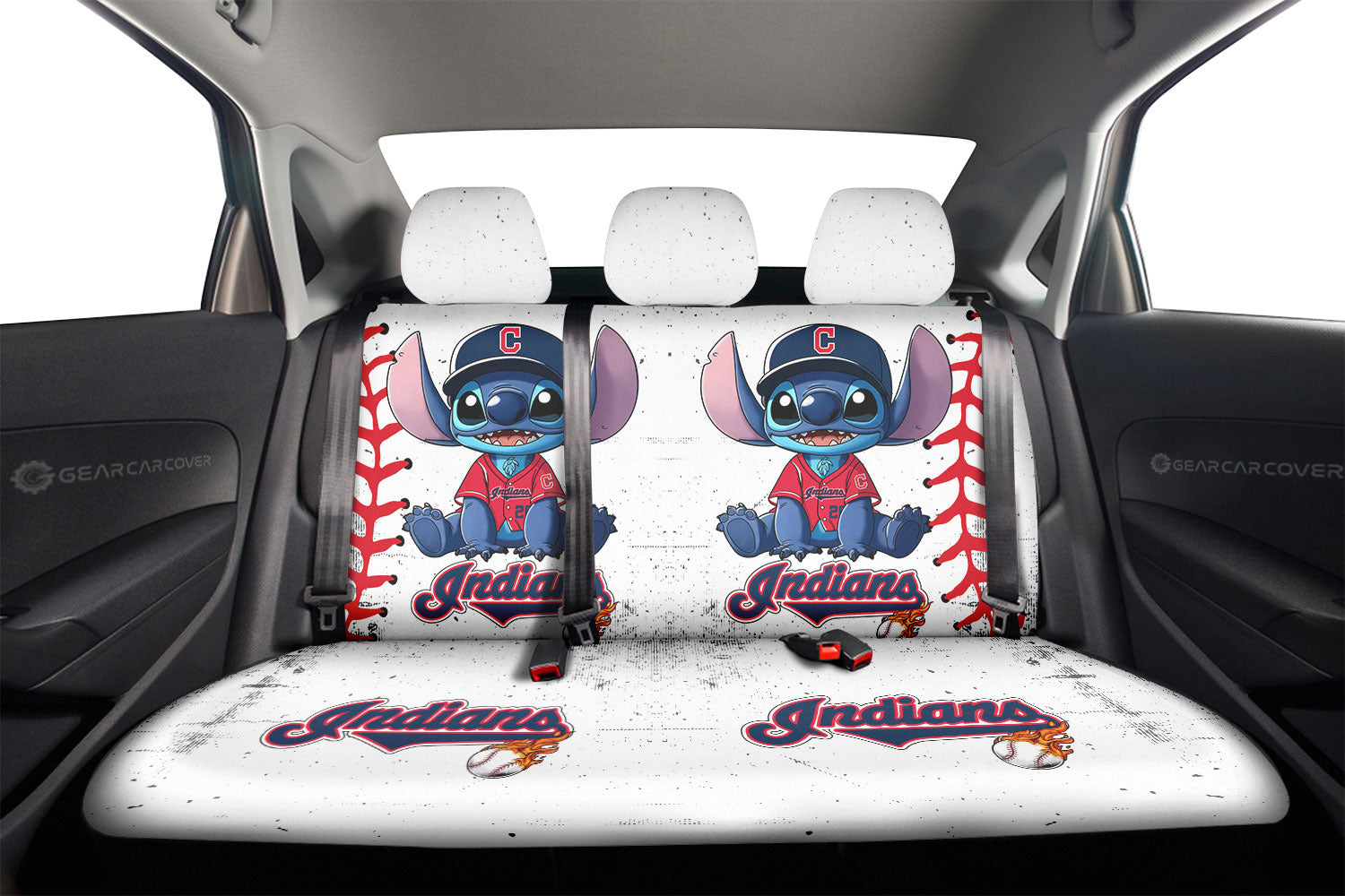 Cleveland Indians Car Back Seat Covers Stitch Theme Collection - Gearcarcover - 2