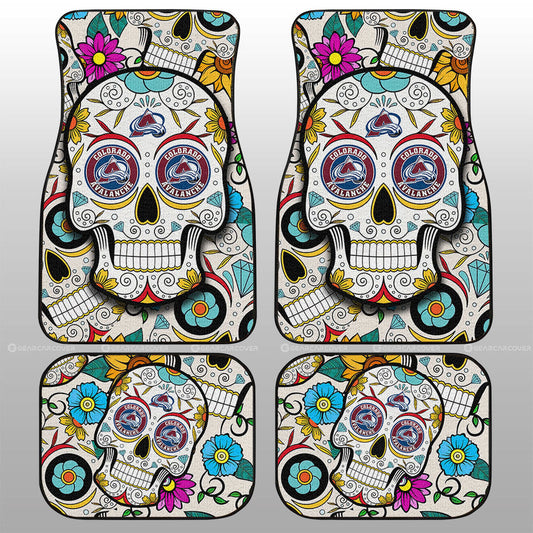 Colorado Avalanche Car Floor Mats Custom Sugar Skull Car Accessories - Gearcarcover - 1