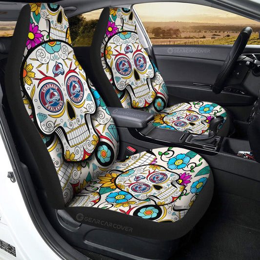 Colorado Avalanche Car Seat Covers Custom Sugar Skull Car Accessories - Gearcarcover - 2