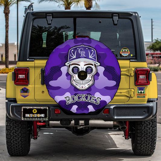 Colorado Rockies Spare Tire Covers Camera Hole Skull Theme Collection - Gearcarcover - 2