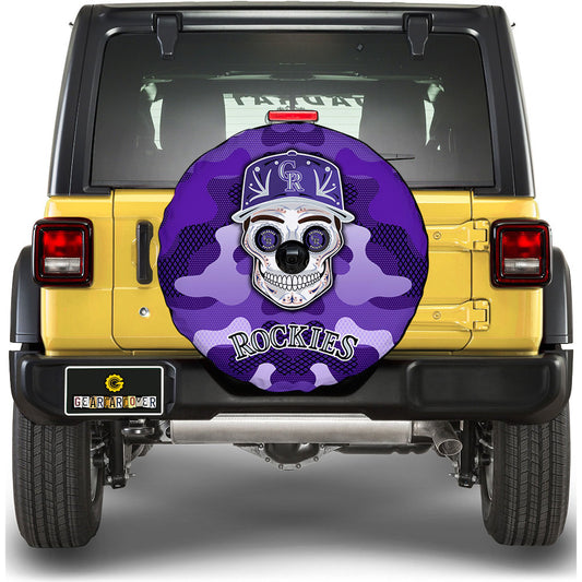 Colorado Rockies Spare Tire Covers Camera Hole Skull Theme Collection - Gearcarcover - 1