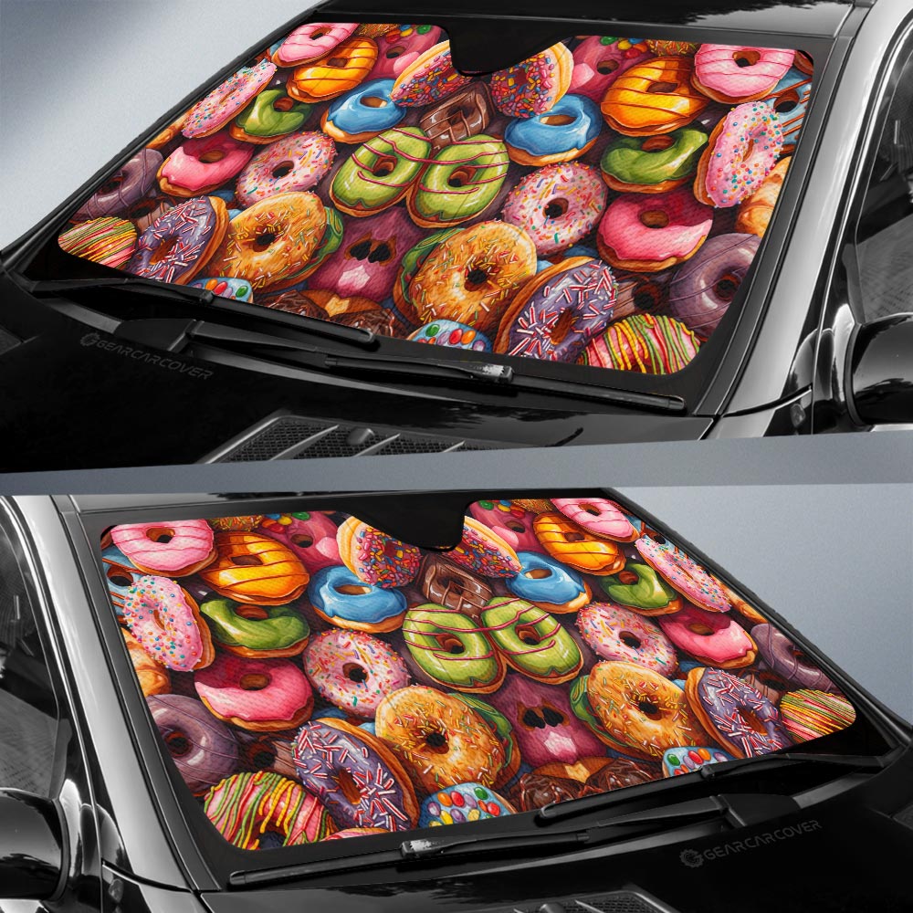 Colorful Mixed Donuts Car Sunshade Custom Girly Pattern Car Accessories - Gearcarcover - 2