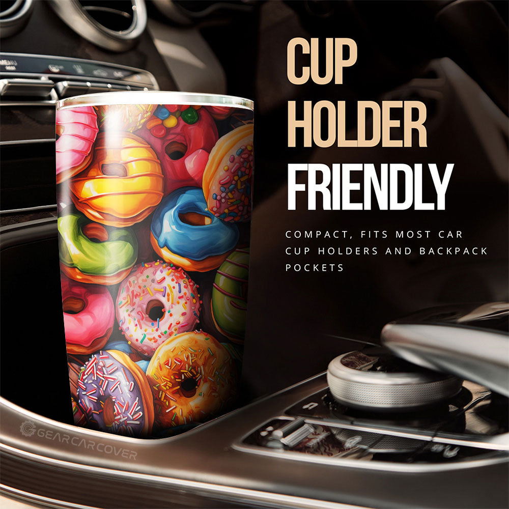 Colorful Mixed Donuts Tumbler Cup Custom Girly Pattern Car Accessories - Gearcarcover - 3
