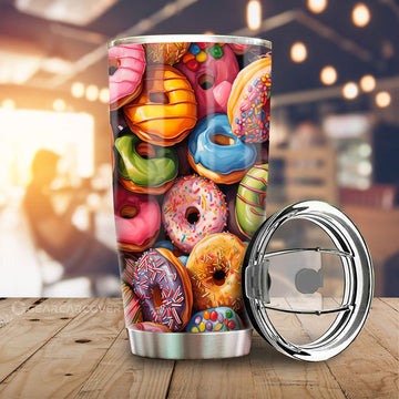 Colorful Mixed Donuts Tumbler Cup Custom Girly Pattern Car Accessories - Gearcarcover - 1