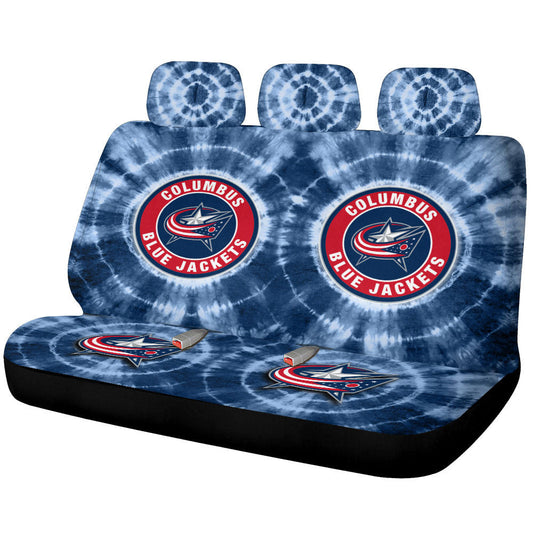 Columbus Blue Jackets Car Back Seat Covers Custom Tie Dye Car Accessories - Gearcarcover - 1