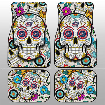 Columbus Blue Jackets Car Floor Mats Custom Sugar Skull Car Accessories - Gearcarcover - 1