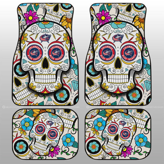 Columbus Blue Jackets Car Floor Mats Custom Sugar Skull Car Accessories - Gearcarcover - 1