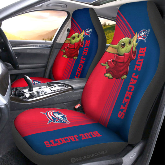 Columbus Blue Jackets Car Seat Covers Baby Yoda Car Accessories - Gearcarcover - 1