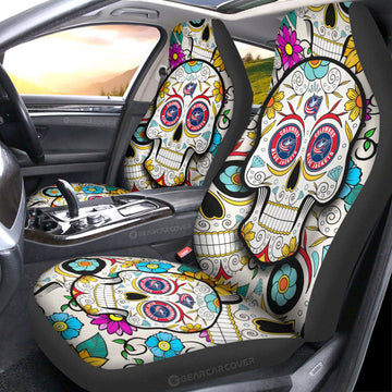 Columbus Blue Jackets Car Seat Covers Custom Sugar Skull Car Accessories - Gearcarcover - 1