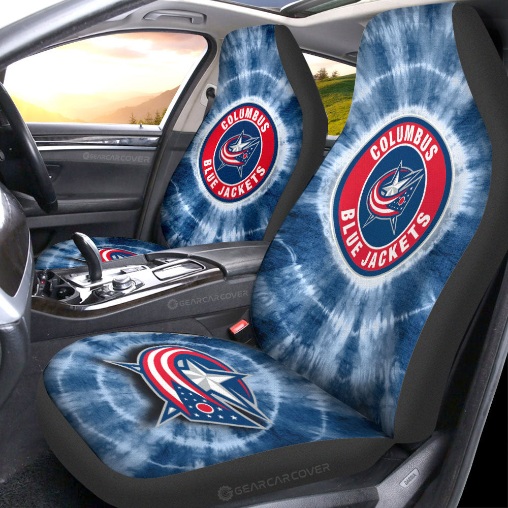 Columbus Blue Jackets Car Seat Covers Custom Tie Dye Car Accessories - Gearcarcover - 1
