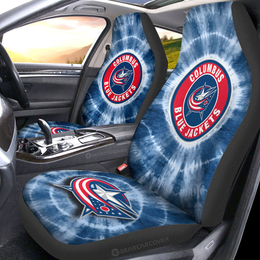Columbus Blue Jackets Car Seat Covers Custom Tie Dye Car Accessories - Gearcarcover - 1