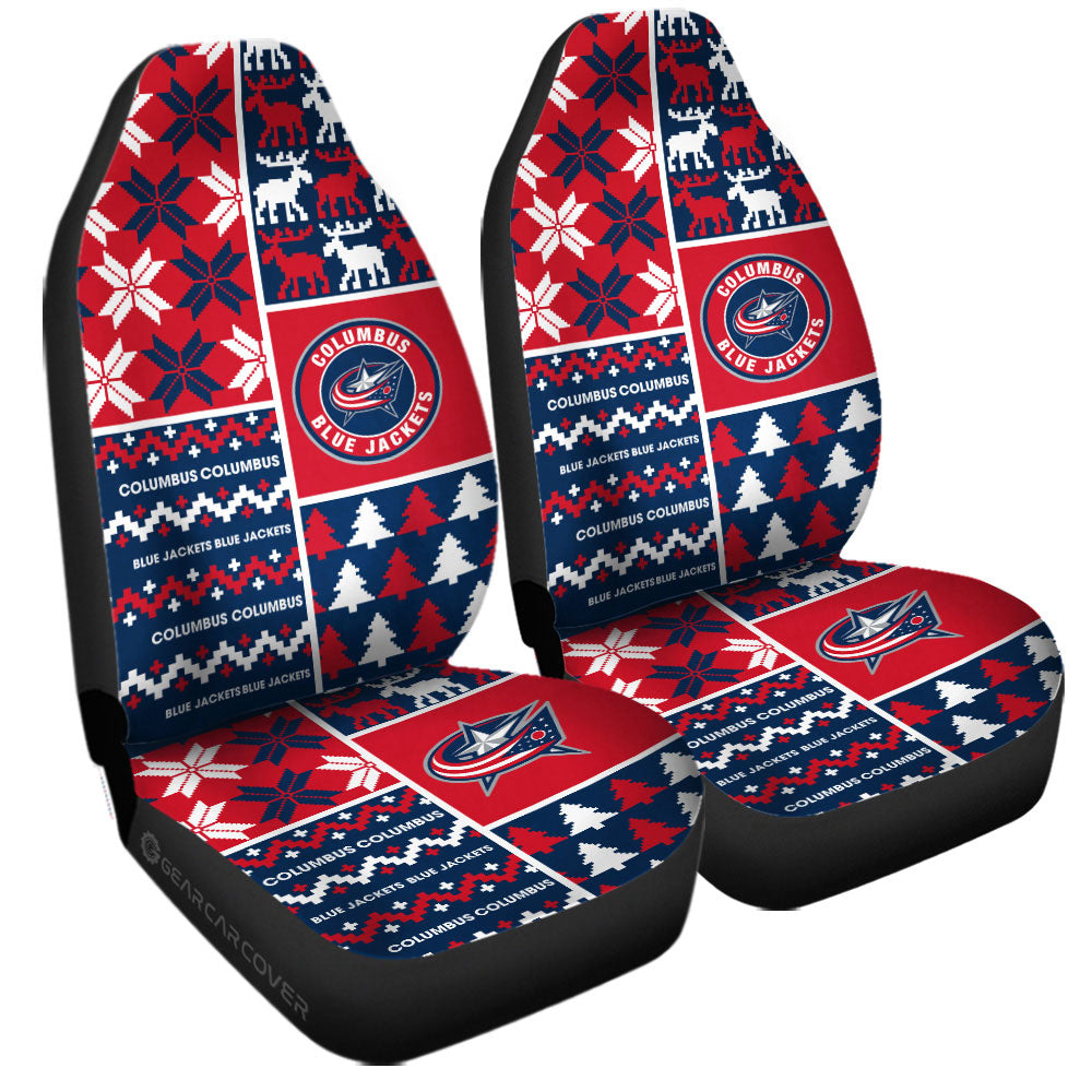Columbus Blue Jackets Car Seat Covers Custom Ugly Style Car Accessories - Gearcarcover - 3