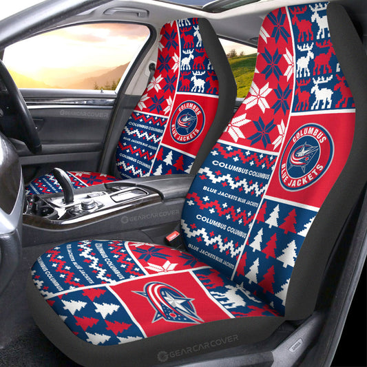 Columbus Blue Jackets Car Seat Covers Custom Ugly Style Car Accessories - Gearcarcover - 1