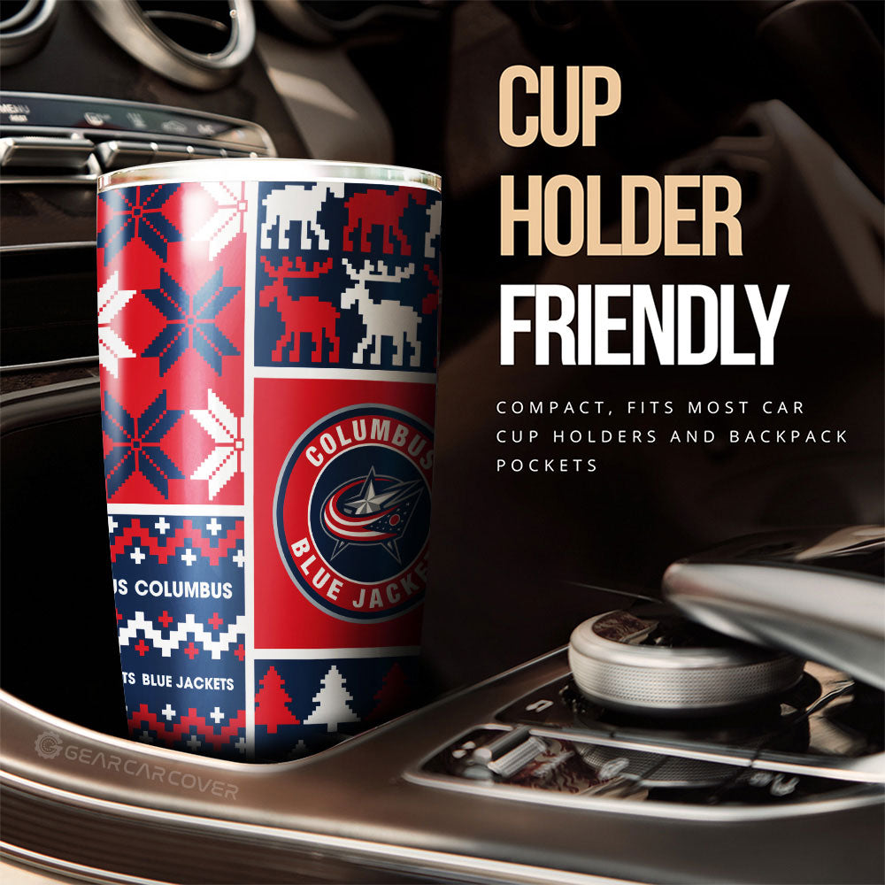 Columbus Blue Jackets Tumbler Cup Custom Ugly Style Car Accessories - Gearcarcover - 3