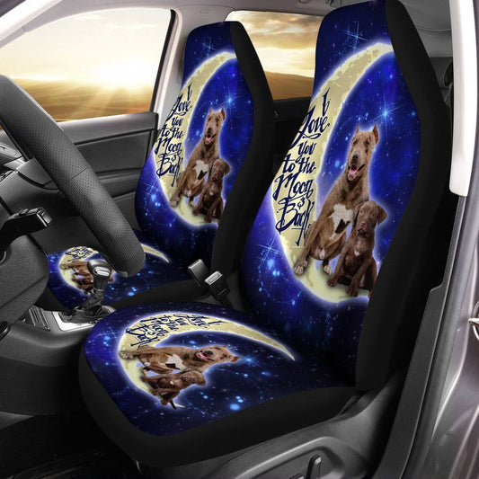 Cool Dad Pitbull Car Seat Covers Custom I Love You To The Moon And Back Car Accessories - Gearcarcover - 2