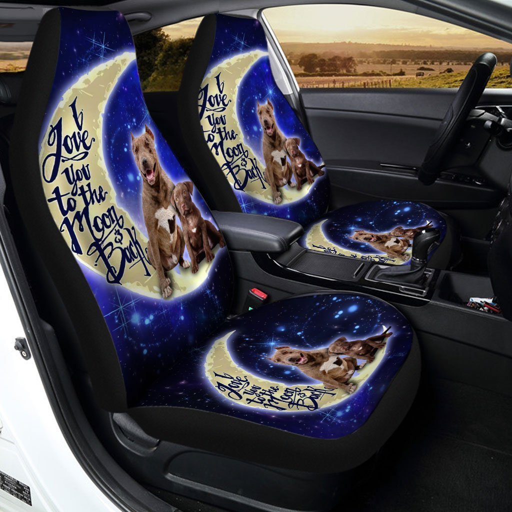 Cool Dad Pitbull Car Seat Covers Custom I Love You To The Moon And Back Car Accessories - Gearcarcover - 3