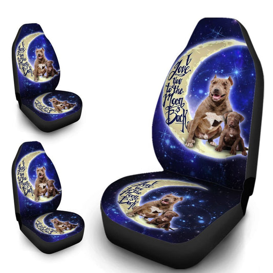 Cool Dad Pitbull Car Seat Covers Custom I Love You To The Moon And Back Car Accessories - Gearcarcover - 1