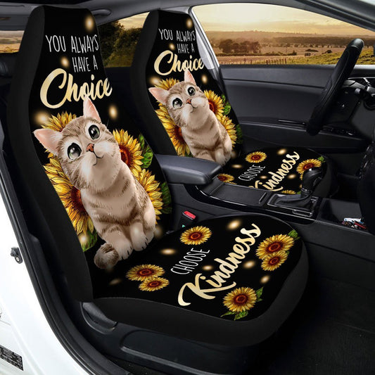 Cute Sunflower Cat Car Seat Covers Custom Kindness Cat Car Accessories - Gearcarcover - 2