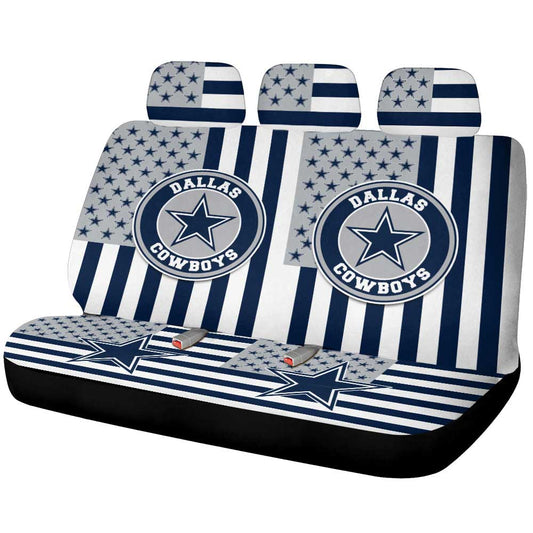 Dallas Cowboys Car Back Seat Cover Custom US Flag Style - Gearcarcover - 1
