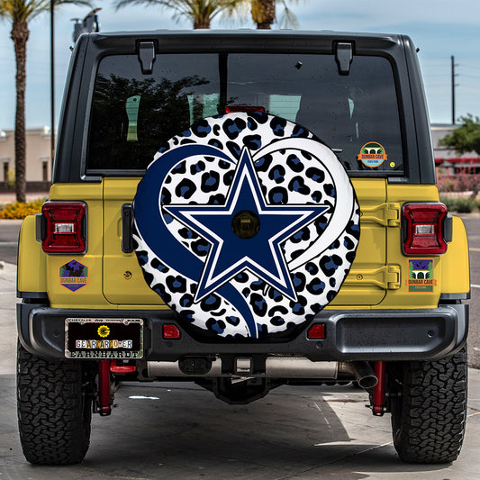 Dallas Cowboys Football Heart Mixed Leopard Spare Tire Cover With Camera Hole - Gearcarcover - 2