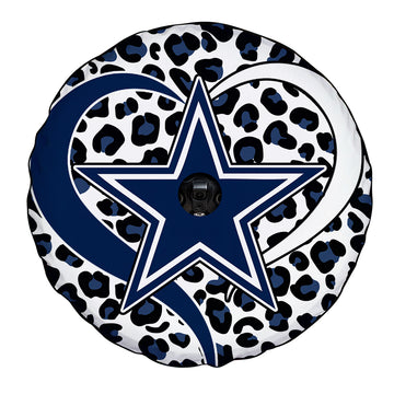 Dallas Cowboys Football Heart Mixed Leopard Spare Tire Cover With Camera Hole