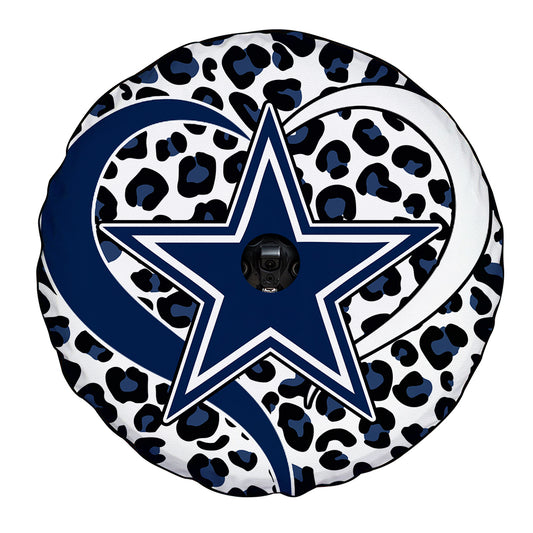 Dallas Cowboys Football Heart Mixed Leopard Spare Tire Cover With Camera Hole - Gearcarcover - 1