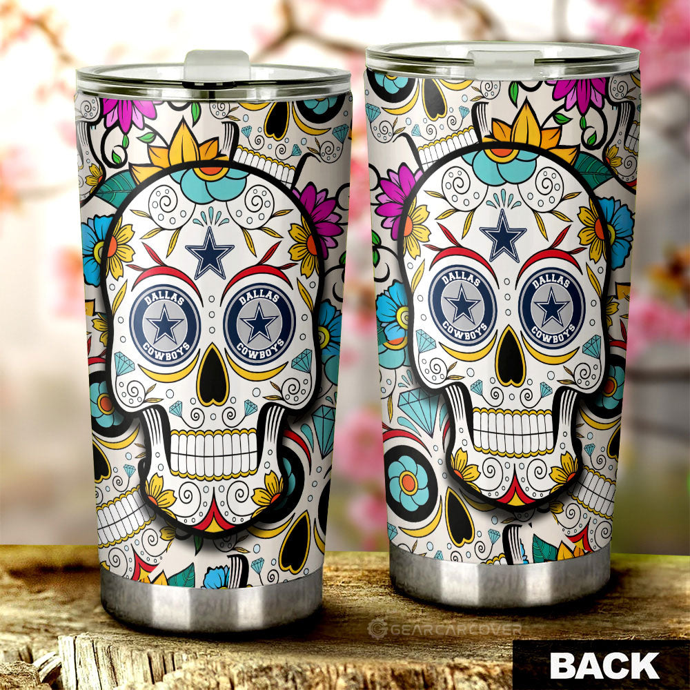 Dallas Cowboys Tumbler Cup Custom Sugar Skull Car Accessories - Gearcarcover - 2