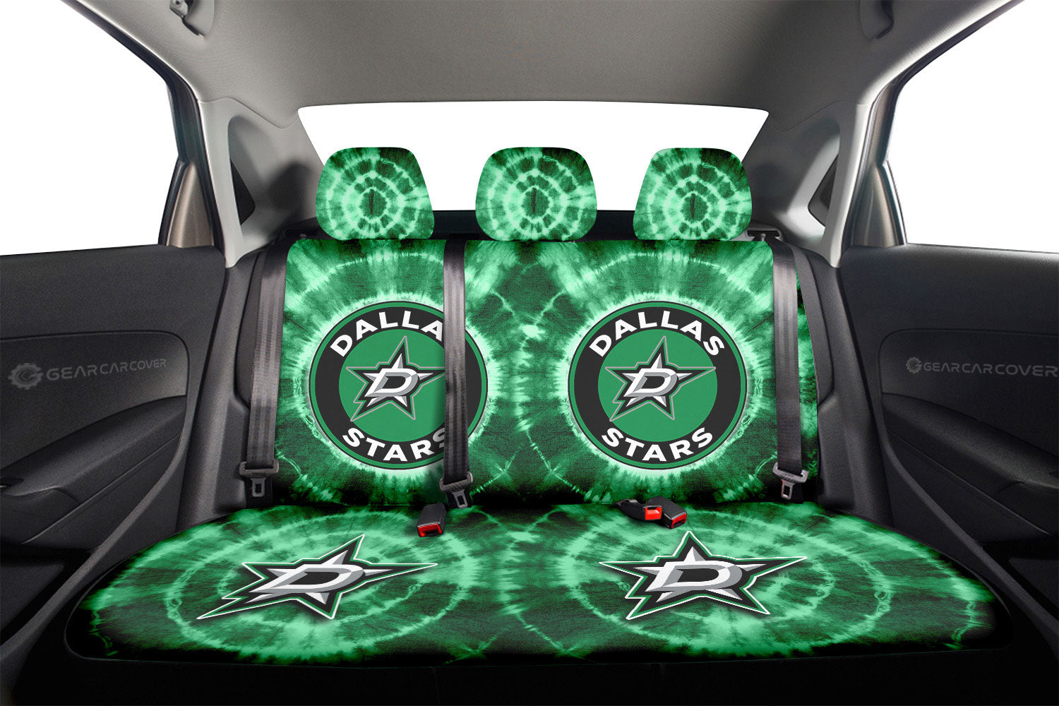 Dallas Stars Car Back Seat Covers Custom Tie Dye Car Accessories - Gearcarcover - 2