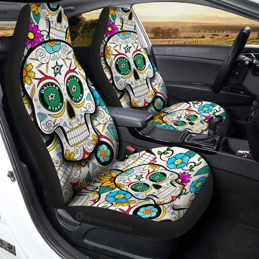Dallas Stars Car Seat Covers Custom Sugar Skull Car Accessories - Gearcarcover - 2