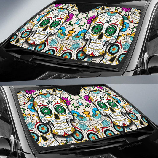 Dallas Stars Car Sunshade Custom Sugar Skull Car Accessories - Gearcarcover - 2