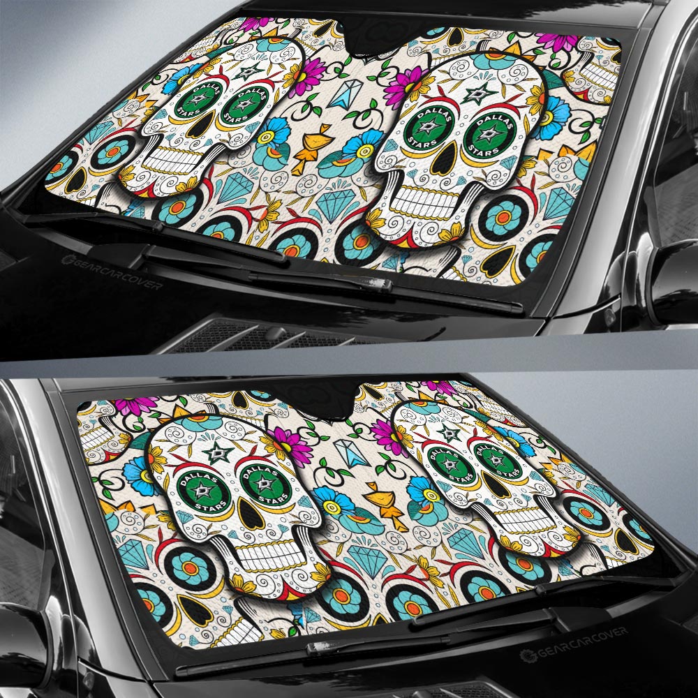 Dallas Stars Car Sunshade Custom Sugar Skull Car Accessories - Gearcarcover - 2