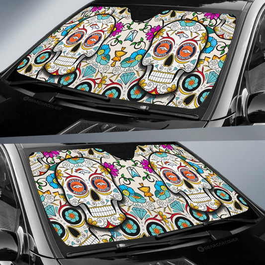 Denver Broncos Car Sunshade Custom Sugar Skull Car Accessories - Gearcarcover - 2