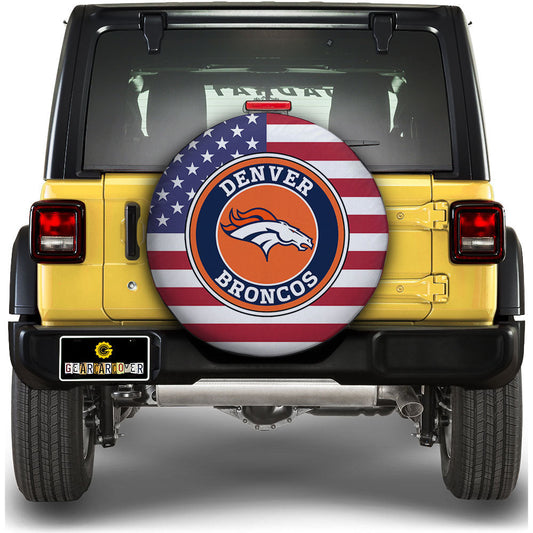 Denver Broncos Spare Tire Covers Custom US Flag Style - Gearcarcover - 1