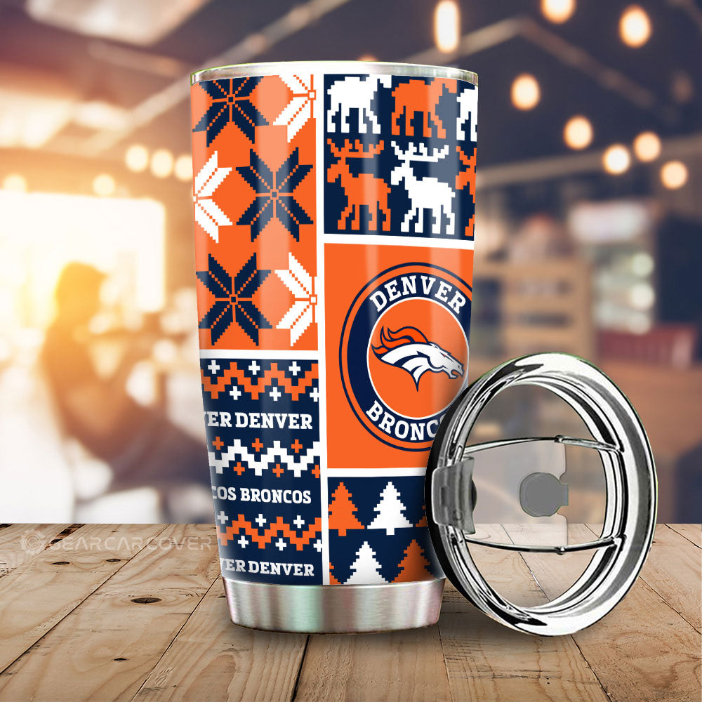 Denver Broncos Tumbler Cup Custom Ugly Style Car Accessories - Gearcarcover - 1