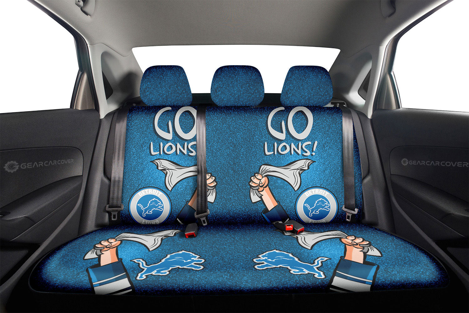 Detroit Lions Car Back Seat Covers Custom Car Accessories - Gearcarcover - 2